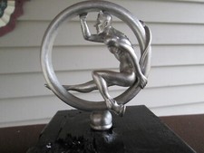speed demon on riding tire satan   hotrod car hood ornament picture