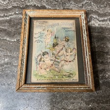 Antique Hoyt’s German Cologne Advertising Print c. 1890–1905 Framed Cherubs picture