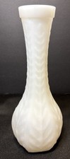 Vintage FTD Milk Glass White Flower Vase 9” Leaf Design 1981 USA Great Condition picture