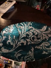 Vintage  turquise Arda Vanessa Turkish Bowl With Silver parsley... picture