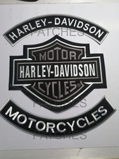 Harley Davidson Set of 3 Rockers Shield Patch Embroidered Motorcycle Iron/sew on picture