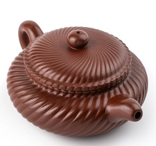 Chinese Yixing Zusha Clay Handmade Ribbed Kung Fu Tea Exquisite Teapot 200ml picture
