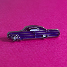 Purple Impala Lowrider Car Lapel Pin, 1969 Style Enamel Collectible Vehicle Pin picture