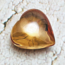 Leklai Naga Eye Pendant Stone Heart Money Wealth Lucky Orange Thai Amulet #16210 picture