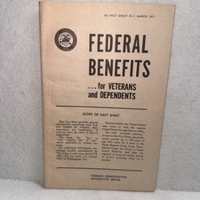 1971 VA Federal Benefits Veterans Dependents Fact Sheet Vietnam Era G.I. Bill picture