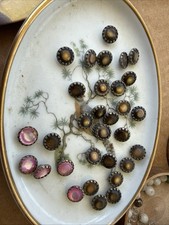 Vintage Mother Of Pearl Buttons Small Wood Trinket Box picture