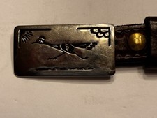 Chambers Belt Company Leather Tooled Brown Silver Road Runner Buckle Southwest picture