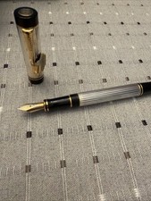 Parker Duofold INTERNATIONAL Godron Silver Plated Fountain One Fine Nib -Rare- picture
