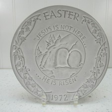 Frankoma 1972 Easter Plate Jesus is Not Hear He is Risen hanging picture