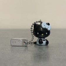 2008 Sanrio Hello Kitty LUXE Charm Key Chain Black Light Blue RARE New Sealed picture