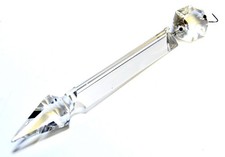 FACETED PRISM DOUBLE CRYSTAL FOR CHANDELIER CRAFTS REPURPOSE 7 INCH picture
