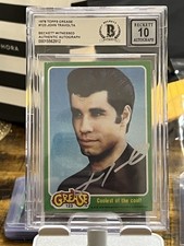John Travolta Auto – 1978 Topps Grease #123 – Beckett Witnessed – Auto 10 picture