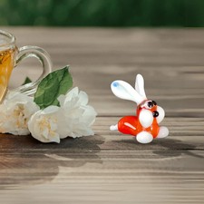 Red Bunny Rabbit Figurine, Mini Glass Murano Quality Lampworking Glass Figurine picture