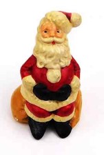 Chalkware Santa Claus Sitting on Sack Figurine Small Christmas Holiday  Vintage picture
