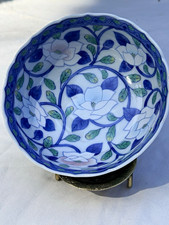 Vintage Maebata Japan Gokusai Rice Bowl Kozan Gama Blue White Pink Floral picture