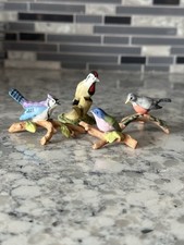 Vintage Royal Cornwall Bisque Porcelain Birds 1982 Set Of 4 Great Condition picture