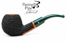 Brand new briar pipe PARONELLI half bent rusticated black handmade picture