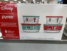 Disney Pyrex Christmas Glass Food Storage Set 8 Piece Mickey Minnie Holiday picture