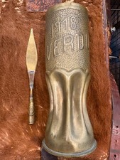 2 WW1 VERDUN TRENCH ART, VASE & LETTER OPENER picture