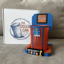 NY Knicks Trash Can Mini Trash Can - Basketball Gift Blue Orange Trash Can Hoop picture