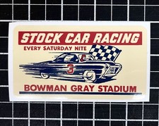 NEW 1949 BOWMAN GRAY STADIUM NASCAR STOCK CAR RACING DECAL STICKER VINTAGE picture