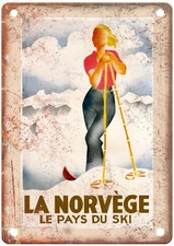 Vintage La Norvège Le Pays du Ski 1935 Travel Poster Retro Look Sign T2120 picture