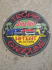VINTAGE 1950'S SINCLAIR TROPIC GASOLINE PORCELAIN ENAMEL DEALERSHIP SIGN 12