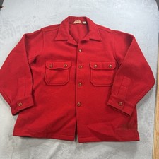 VTG Boy Scouts of America Wool Jac-Shirt Jacket Size 50 Red Shacket BSA USA picture