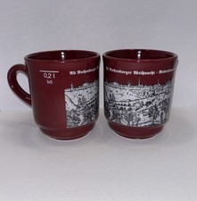 2 Rothenburger Mugs Maroon 7 Ounces Christmas Scene picture