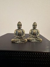 2Pcs Brass Mini Buddha Statues Meditation Seated Figurine Feng Shui Decoration picture