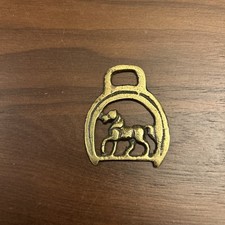Vintage Miniature Pony Horse Brass Trotting Passant Horse Martingale Medallion picture