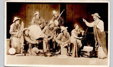 COWBOY MUSIC SHOW chicago il c1930 postcard illinois real photo rppc stage band picture