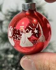 Vintage Shiny Brite Five Angels Church Star Pictured Glass Christmas Ornament  picture