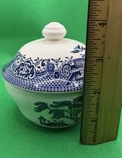 Churchill Blue Willow Sugar Bowl with Lid England picture