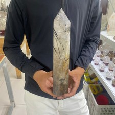 4.62LB  Natural black hair crystal, white crystal pillar, quartz crystal picture