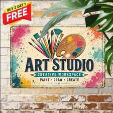 Artist Studio Paintbrush Palette Painting Novelty Retro Metal Tin Sign picture