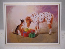 6 VTG Leanin Tree Western Christmas Greeting Cards Hildred Goodwine HORSE & CAT picture