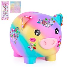 MHJY Large Unbreakable Piggy Bank for Girls Money Bank with DIY Stickers picture
