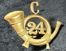 1895 BUFFALO SOLDIERS US 24th “C” ARMY INFANTRY TRUMPETERS CAP BADGE HARD FIND picture