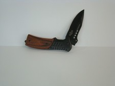 Grand Way 0207 Folding Pocket Knife 440C Clip Point Wood Handle EDC picture