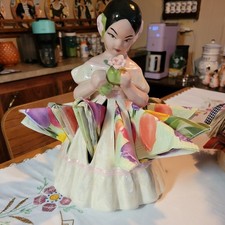 RARE Very Large Vintage Ceramic Napkin Lady MINT picture