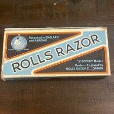1920s Vintage Rolls Razor Shaving Strop & Blade Sheffield Steel Made In England picture