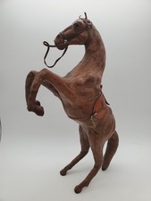 Leather Wrapped Horse Equestrian  Rearing Sculpture Statue Figurine 16
