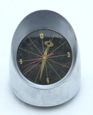 1958 Jefferson 500 Clock MCM Space Age Rocket Bullet Chrome Desk Clock WORKS picture