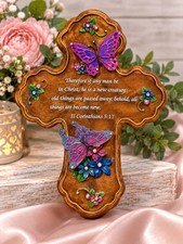 Handmade Resin Cross Trinket Box With II Corinthians 5:17 Scripture picture