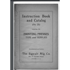 Sigwalt instruction book and catalog no 21 manual 40 pages Printing presses etc. picture