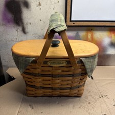 1997 Longaberger Traditions Fellowship Basket w/ Liner Protector Grip and Lid picture