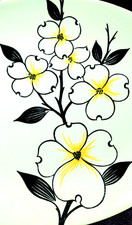 1953 Homer Laughlin DuraPrint Black Yellow Hawaiian Dogwood PLATTER picture