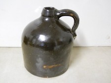 Vintage Primitive Stoneware Crock Jug Brown Cider Moonshine Farmhouse Decor picture