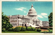 United States Capitol Washington DC Government Building Linen UNP VNG Postcard picture